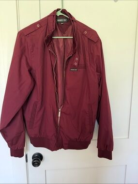 Members Only Burgundy Zip-Front Bomber Jacket